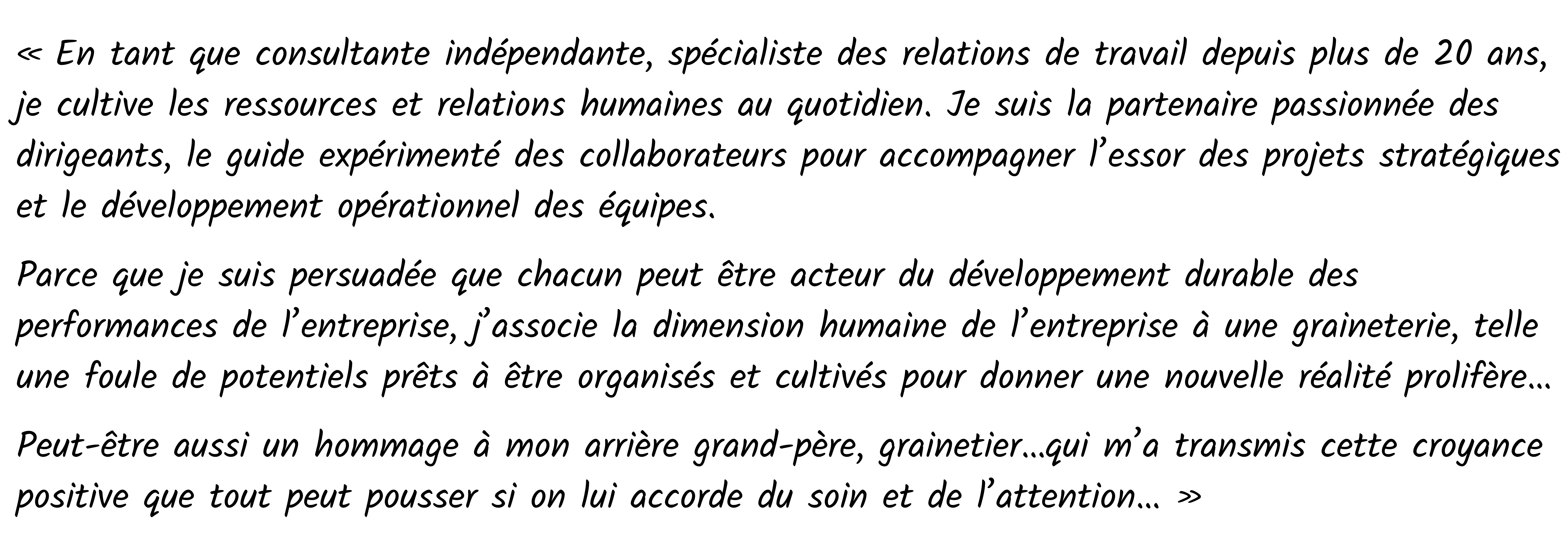 Texte note personnelle de la Fondatrice de La Graineterie